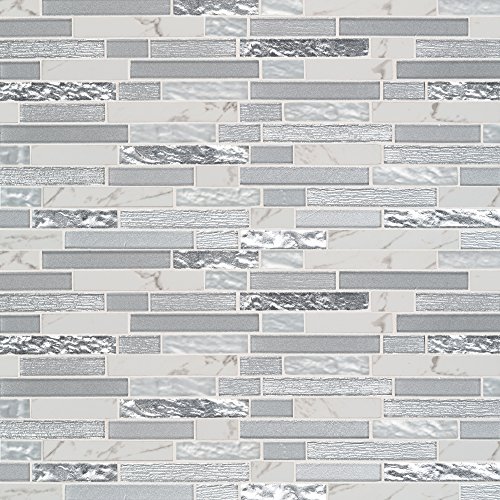 Msi Whistler Ice Interlocking Glass Tile For Kitchen Backsplash, Wall Tile For Bathroom, Accent Wall Tile, And Shower Wall Tile, 11.81 In. X 12 In. Mesh-Mounted Mosaic Tile (9.7 Sq. Ft.) #TOP1