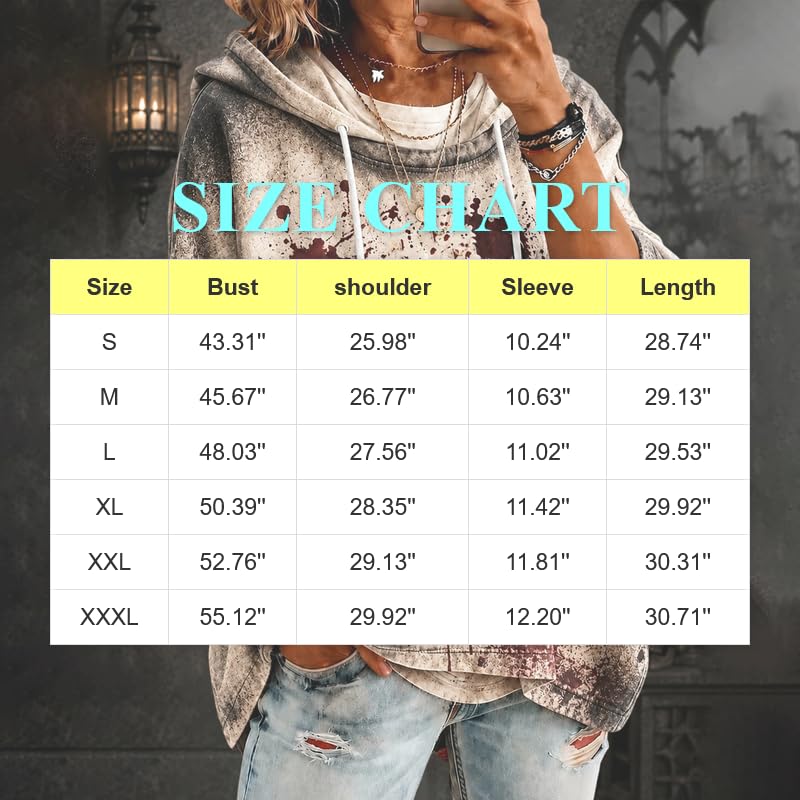 Halloween Hoodie for Women Hooded 3/4 Sleeve Graphic Oversized Sweatshirts - image 4