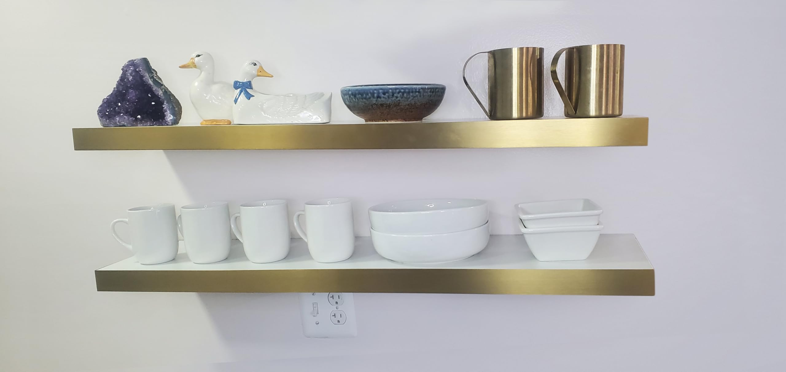 Estantes flotantes, estantes montados en la pared, estantes de pared para decoración de sala de estar, dormitorio, oficina, cocina, baño, estante blanco moderno con soportes invisibles, juego de 2