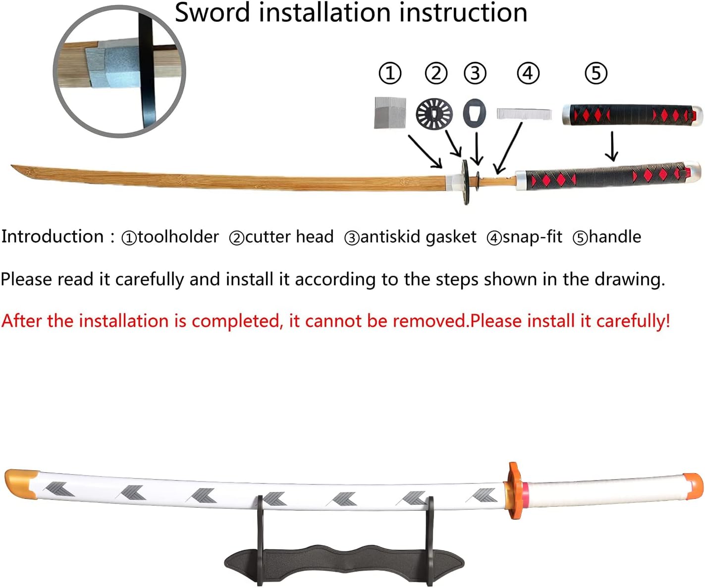 SV Bamboo Anime Demon Slayer Sword/Rengoku Kyoujurou Sword Cosplay 41 Inch