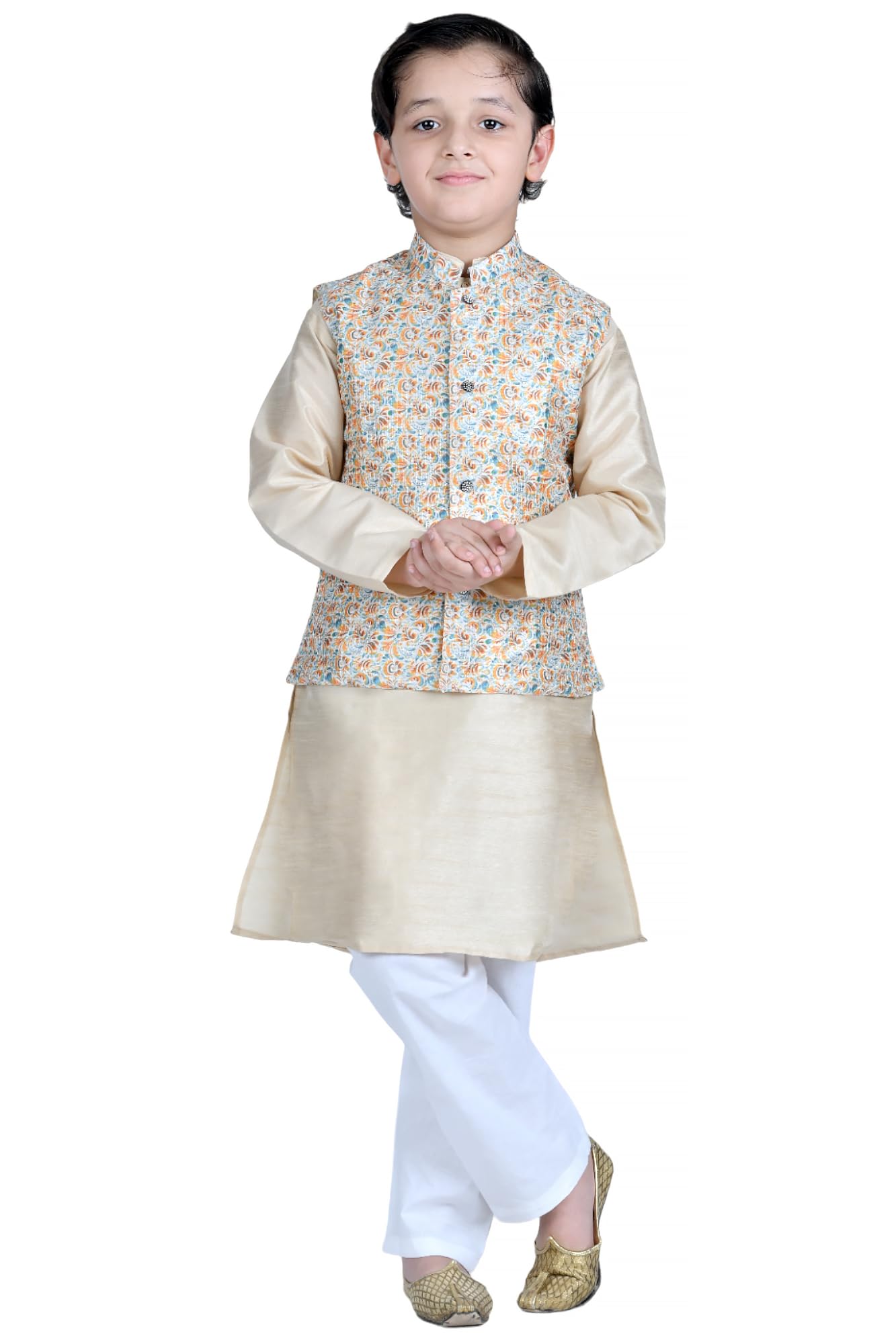 DESI ANDAAZ Boys Cotton 3 Pc Kurta Pyjama set | Waistcoat Full Sleeves Kurta and pyjama set | Ethinic Kurta Pyjama for Kids(8-9 Years) - Image 3 thumbnail