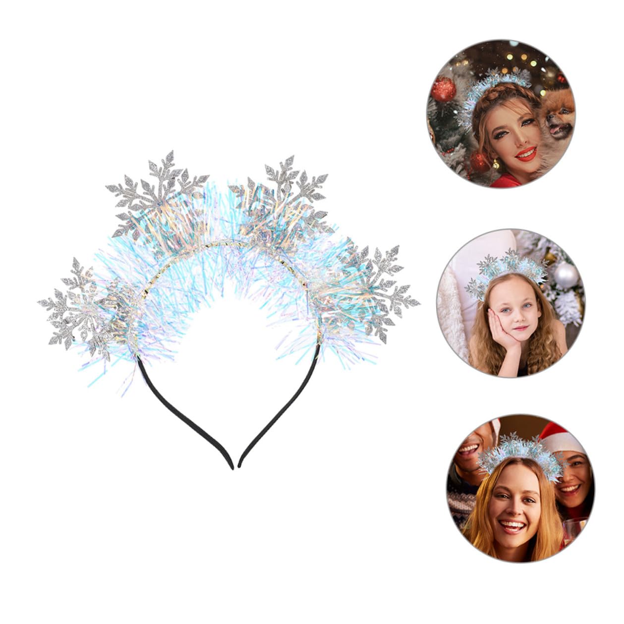 PLAFOPE 3 Pezzi Fascia Capelli Donna Natale con Fiocchi di Glitterati Leggera e Resistente Accessori per Feste Xmas per Ragazze e Donne Idea Regalo Invernale per Capelli