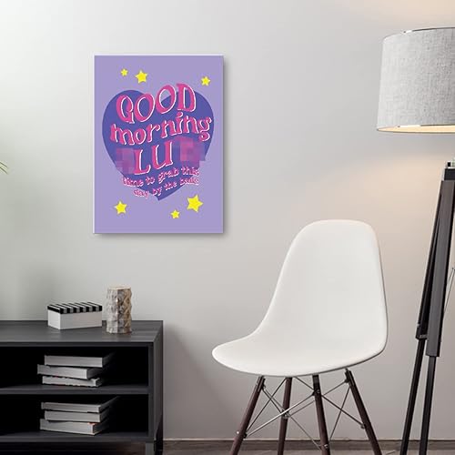 Miniatura 4 de OTINGQD Lienzo decorativo para pared con texto en inglés "Good Morning Time to Grab This Day", lienzo inspirador de preppy morado para universidad,