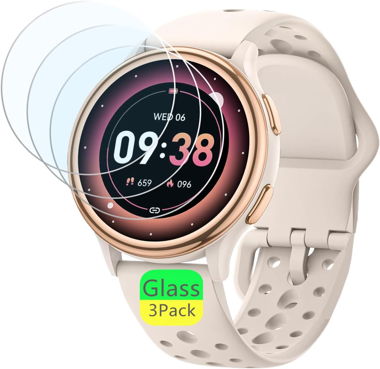 Screen Protector Compatible for KEEPONFIT Smart Watch 1.27" (3 Pack) 9H Tempered Glass Film, Compatible for RUXINGX G53 Fitness Tracker Screen Protector