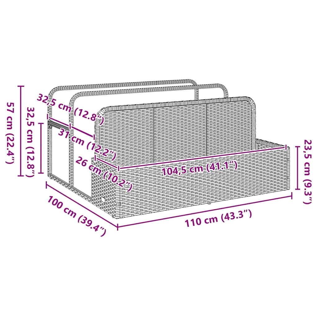 SKM Pool Aufbewahrungsbehälter Schwarz 110x100x57 cm Poly Rattan,Heim & Garten,Haushaltsbedarf,Aufbewahrung & Ordnungssysteme,Schwarz,9.8KG,4104088