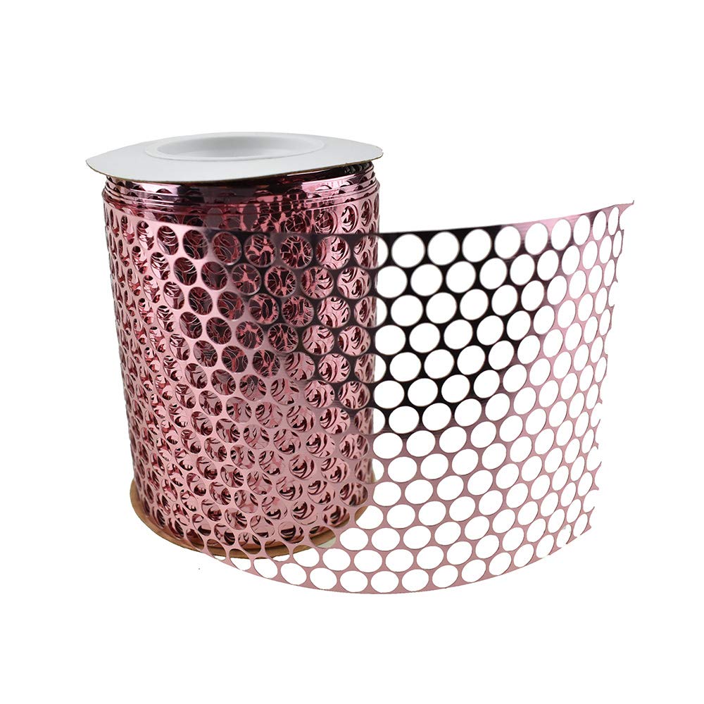 Homeford Metallic Honeycomb Chicago Christmas Ribbon, 3-1/4-Inch, 10-Yard (Pink)