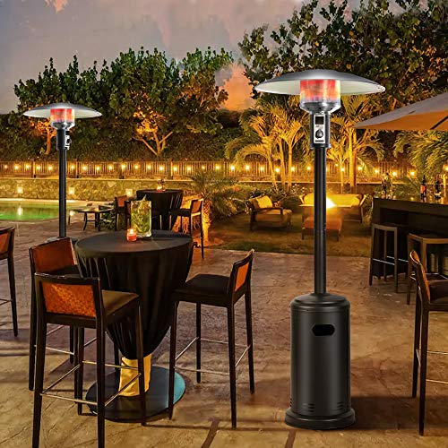 BALI OUTDOORS 40,000 BTU Propane Patio Heater, Standing Stainless Steel Outdoor Gas Patio Heater with Wheels for Garden, Balcony, Veranda, Party