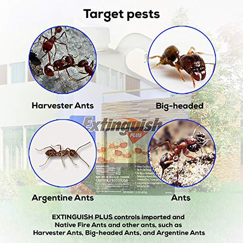 Centaurus AZ Extinguish Plus Fire Ant Bait Fast Acting and Long Lasting Prevention Eliminates Colonies Kills The Queen and Workers Ants Quick Knockdown Plus Chemical Resistant Gloves, 1.5 LB