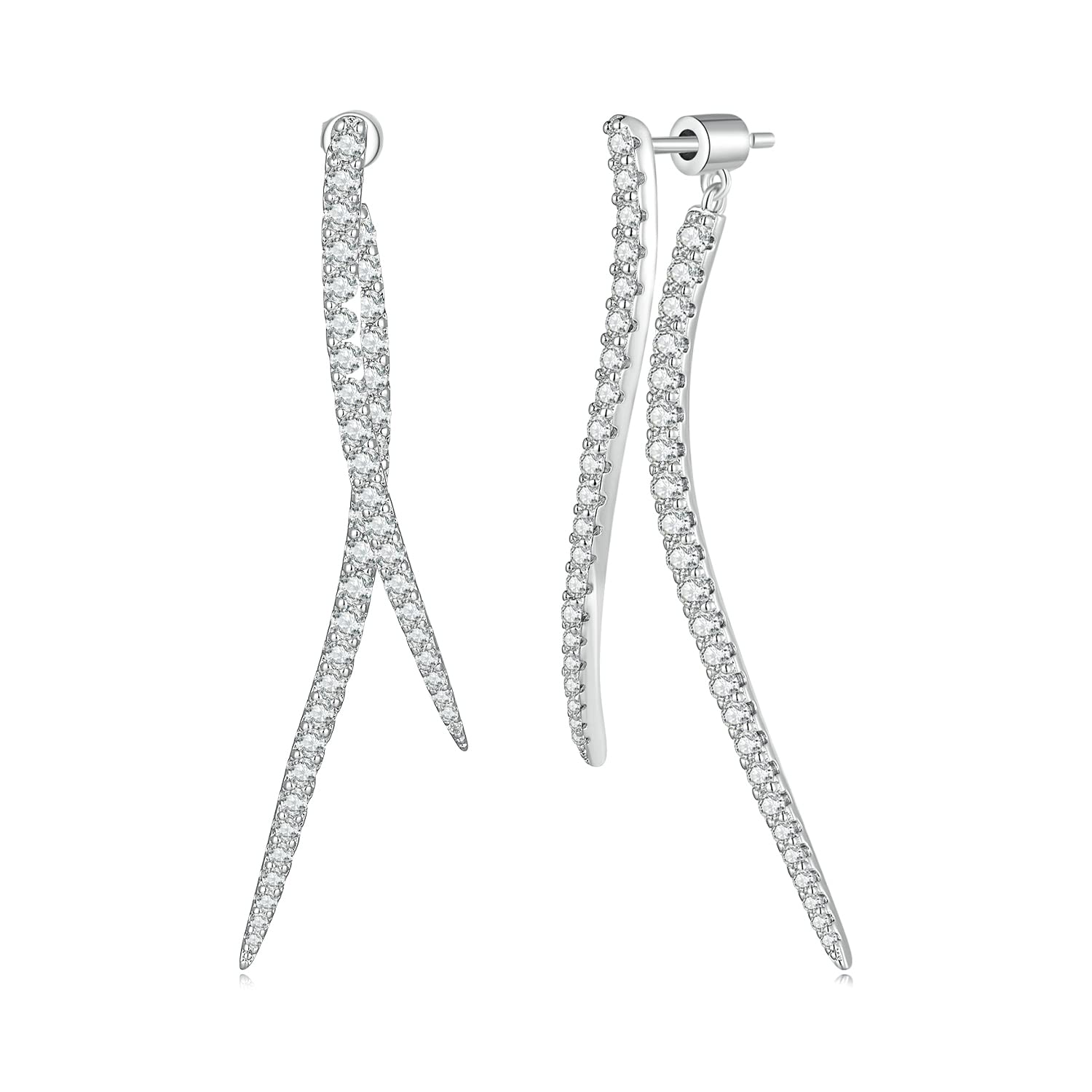LLXYWJ Pendientes de Cadena de Plata de Ley 925 con circonita cúbica de 2,1 Pulgadas de Largo para Mujeres, Adolescentes y niñas