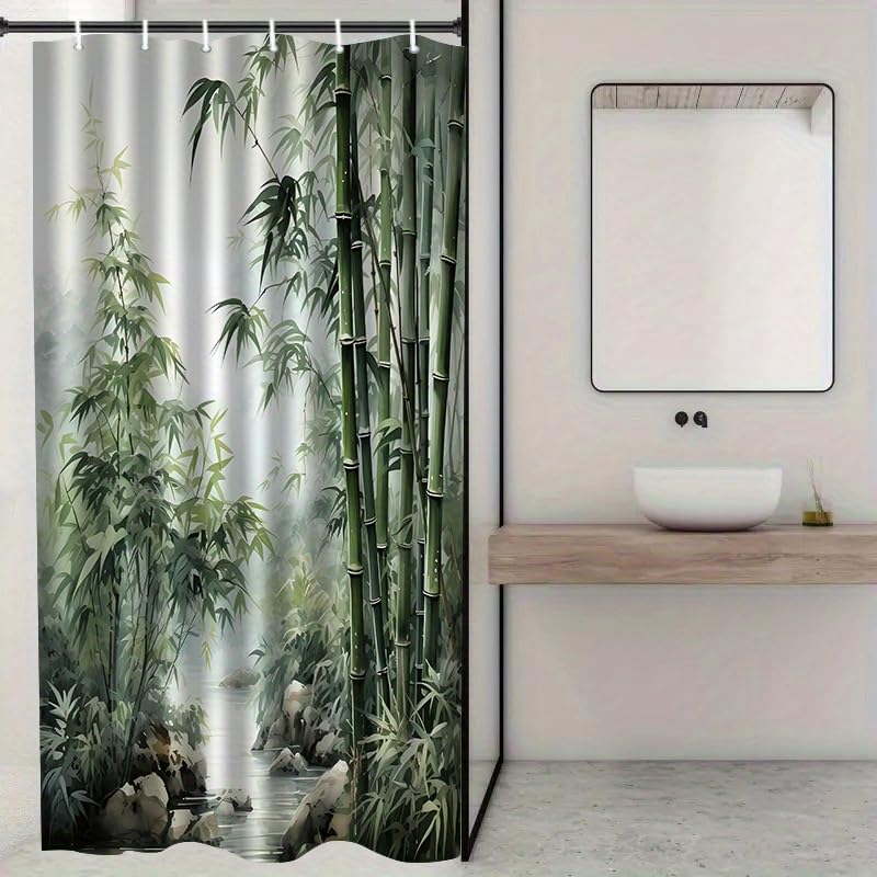 Rideau de douche imprimé lavable et imperméable avec motifs pour une pose facile - 2