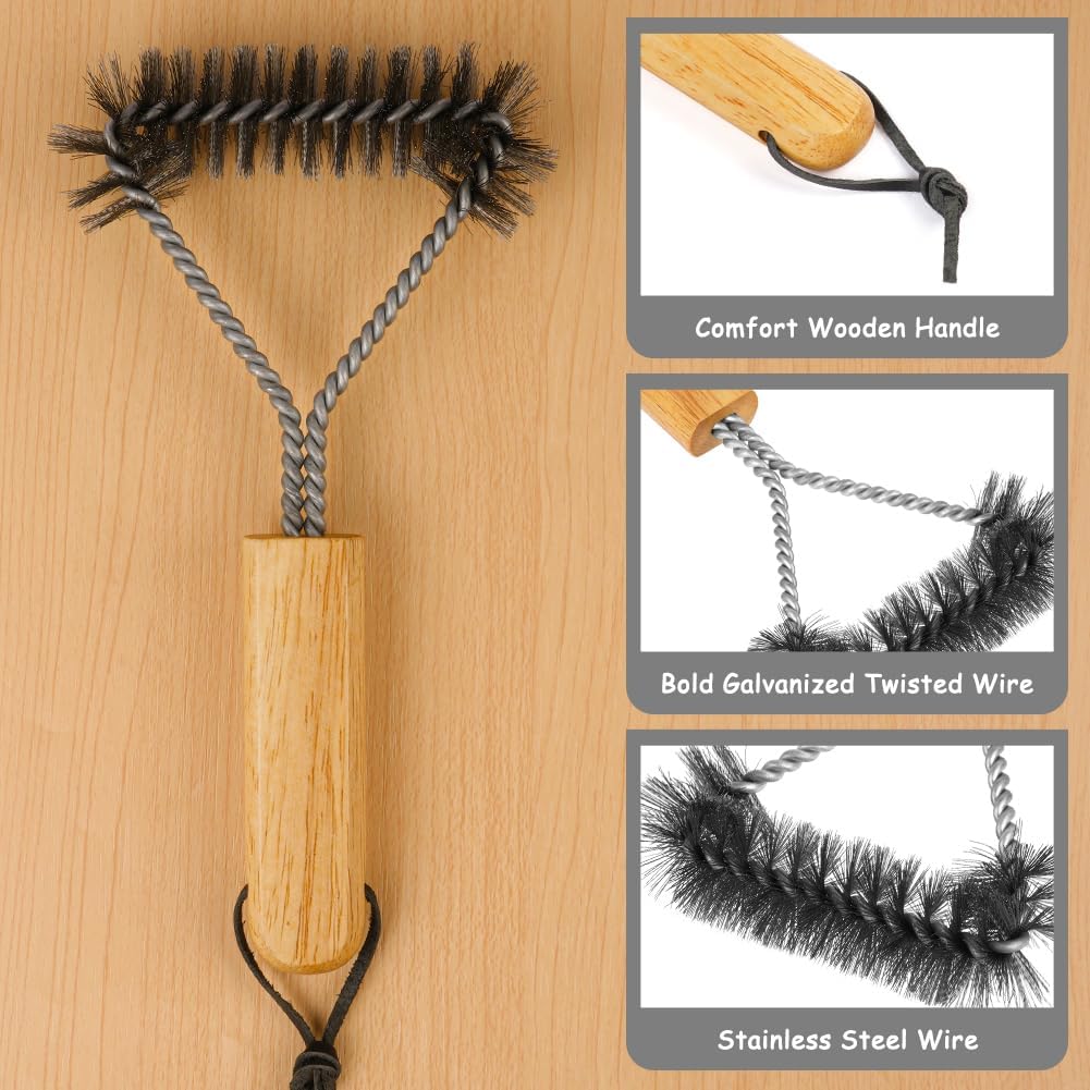 Spazzola Per Barbecue In Acciaio Inox - Set 2 In 1 Con Raschietto Per Pulizia Griglie