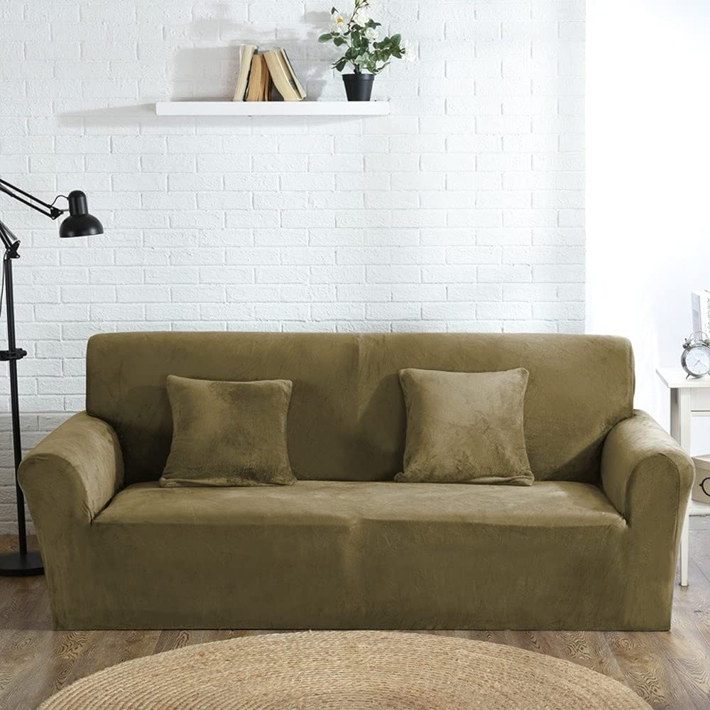 Housse canapé élastique en velours peluche protectrice pour cuir
