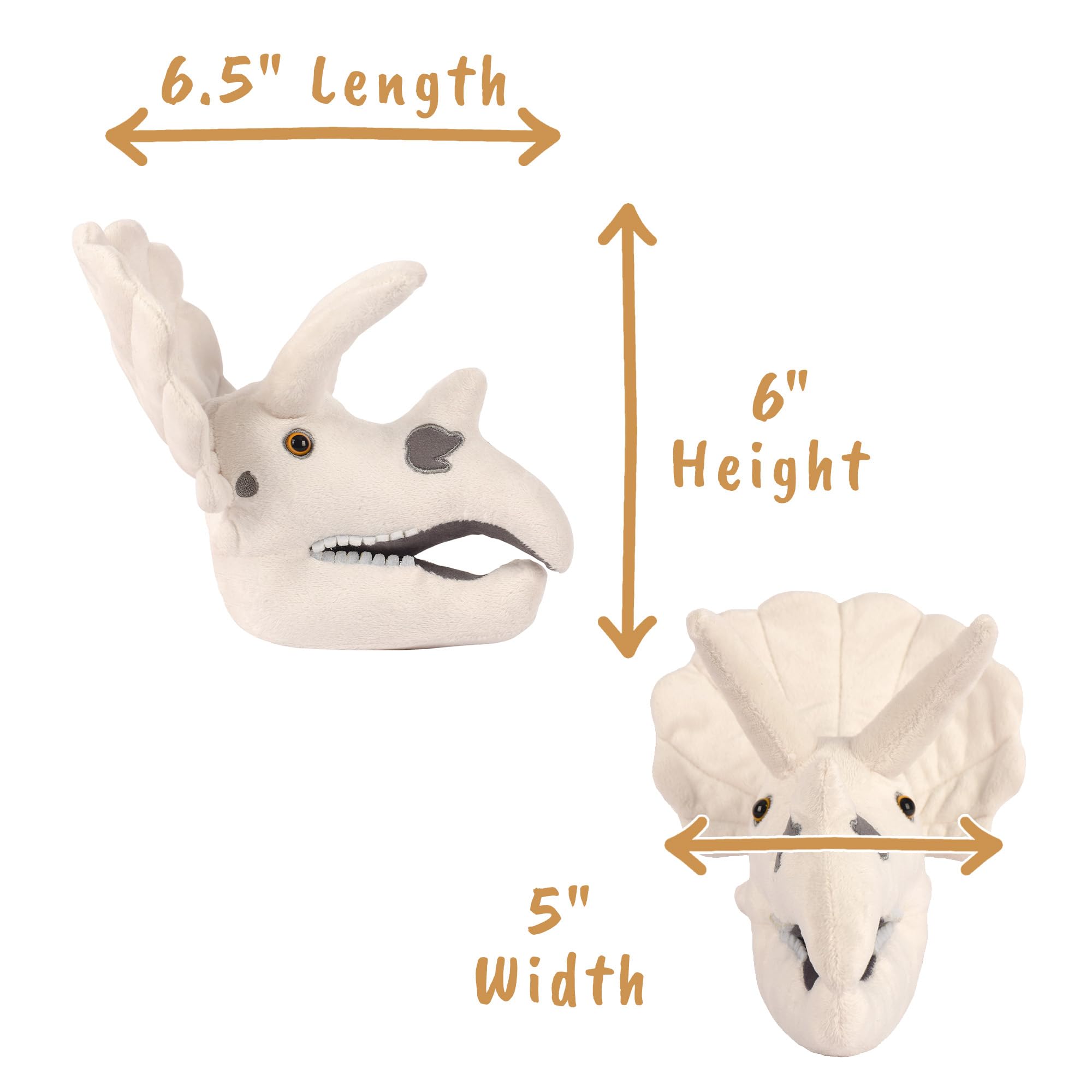 GIANT MICROBES Fuzzy Fossils Triceratops Skull Plush Dinosaur Soft Toy Kids 18cm, White, 6.5 x 6 x 5 inches - Image 3
