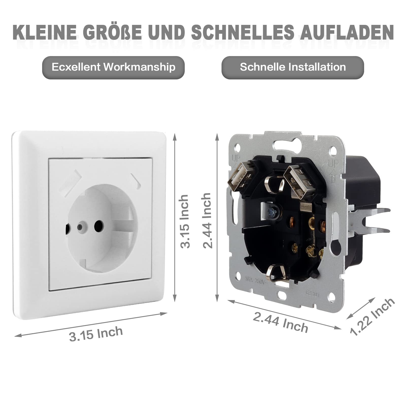 CNBINGO Schuko stopcontact met USB-aansluiting, USB-A