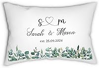 Vista 19 de Funda de almohada personalizada para boda con nombres de la pareja y fecha personalizada, almohada con monograma para aniversario de boda