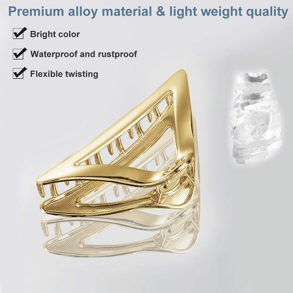 3 Stück Große Haarspangen Für Frauen – 13 Cm, Metall, Gold/Silber/Grau, Für Dickes & Langes Haar