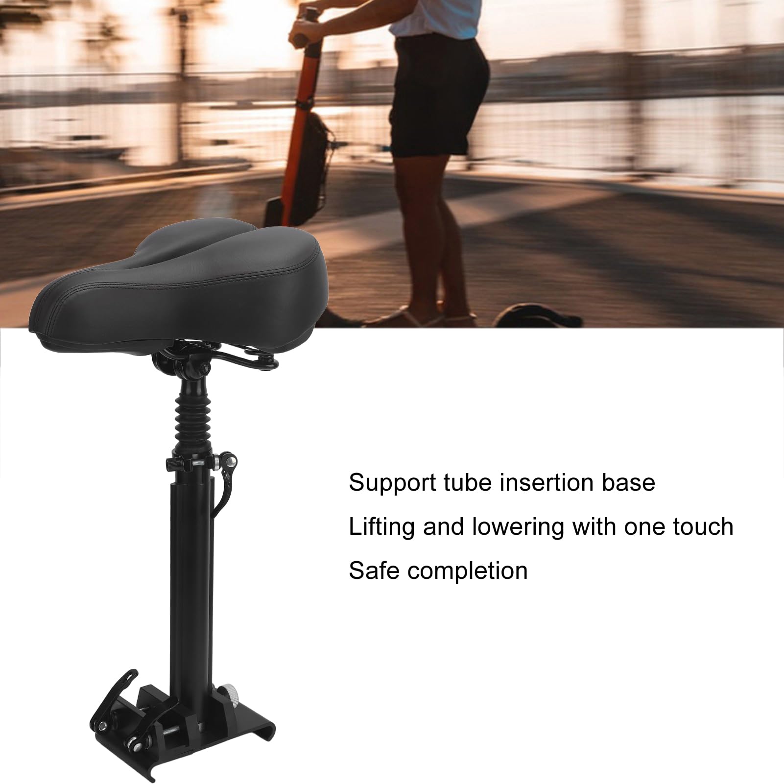 Selle de Siège de Scooter électrique Réglable, Matériau en Alliage D'aluminium et de Fer PU, Installation de Trous Compatible avec HX-X7, HX-X8