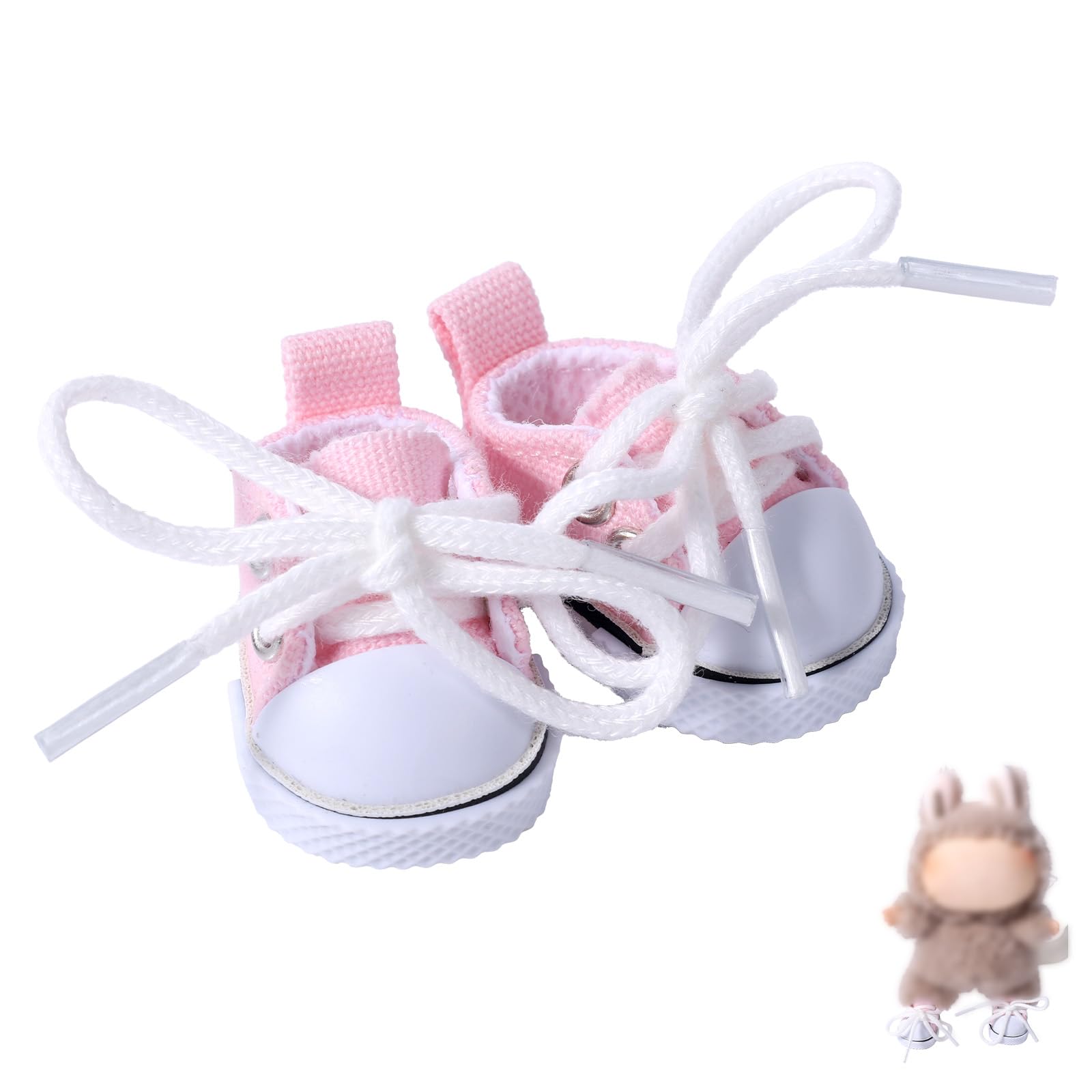 Mikovivi Scarpe di Tela per Bambole, Mini Scarpe Casual Kawaii Carine Accessori Vestiti di Giocattolo Peluche alla Moda per Bambole da 15 cm e 17 cm (Rosa)