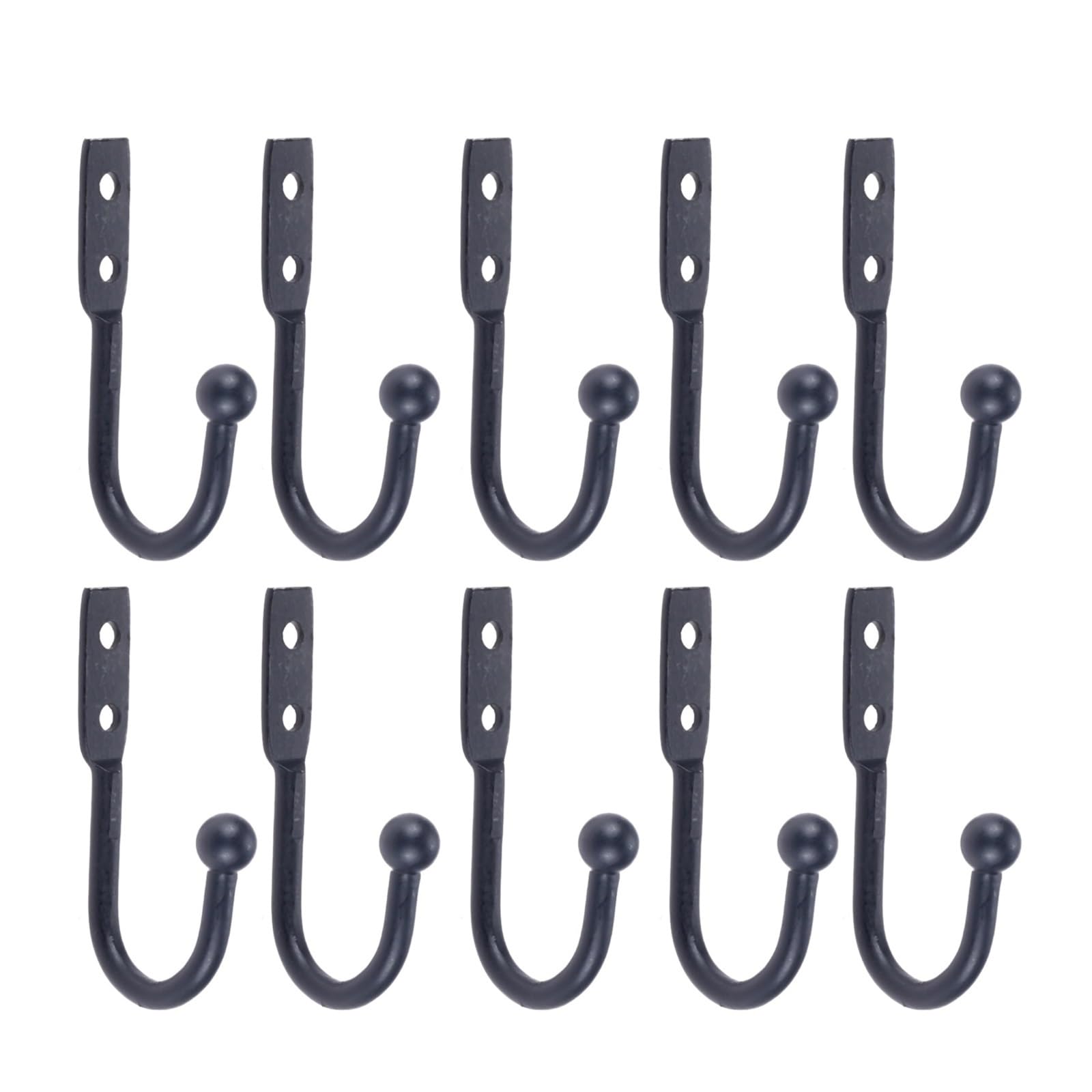 Yusuzh Black 10Pcs Vintage Bronze Wall Door Bath Single Prong Coat Hook Hanger Simple Pot Hooks Handbag Bag 50 * 23Mm For Mudroom,Closet(Black)