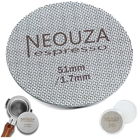 NEOUZA Filtro de Café Reutilizable de Acero Inoxidable de 51mm, 150 μm, para Portafiltro de Espresso Cover