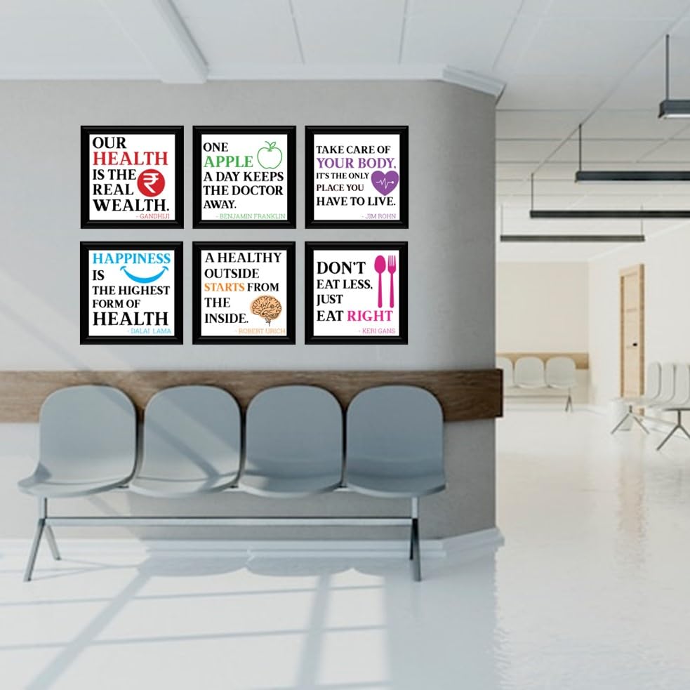 Image of JABSY Doctor Hospital Health Facts Medical Physiotherapy Dentist Wall Decor Poster Framed Gift (7 Inch Square Frame - Set of 6) (Facts) (Hospital Square)