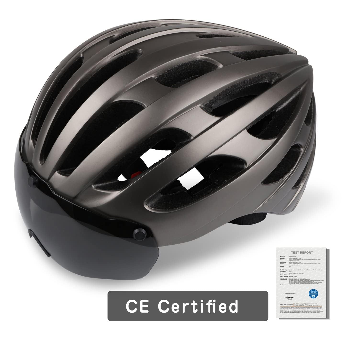 Shinmax Kask Rowerowy Mężczyźni Kobiety, MTB z USB Magnetyczne światło ochronne UV Wizjer Naklejka Jasna, Unisex Regulowany Kask rowerowy na deskorolkę Certyfikat CE 57-62 CM (RC-049)