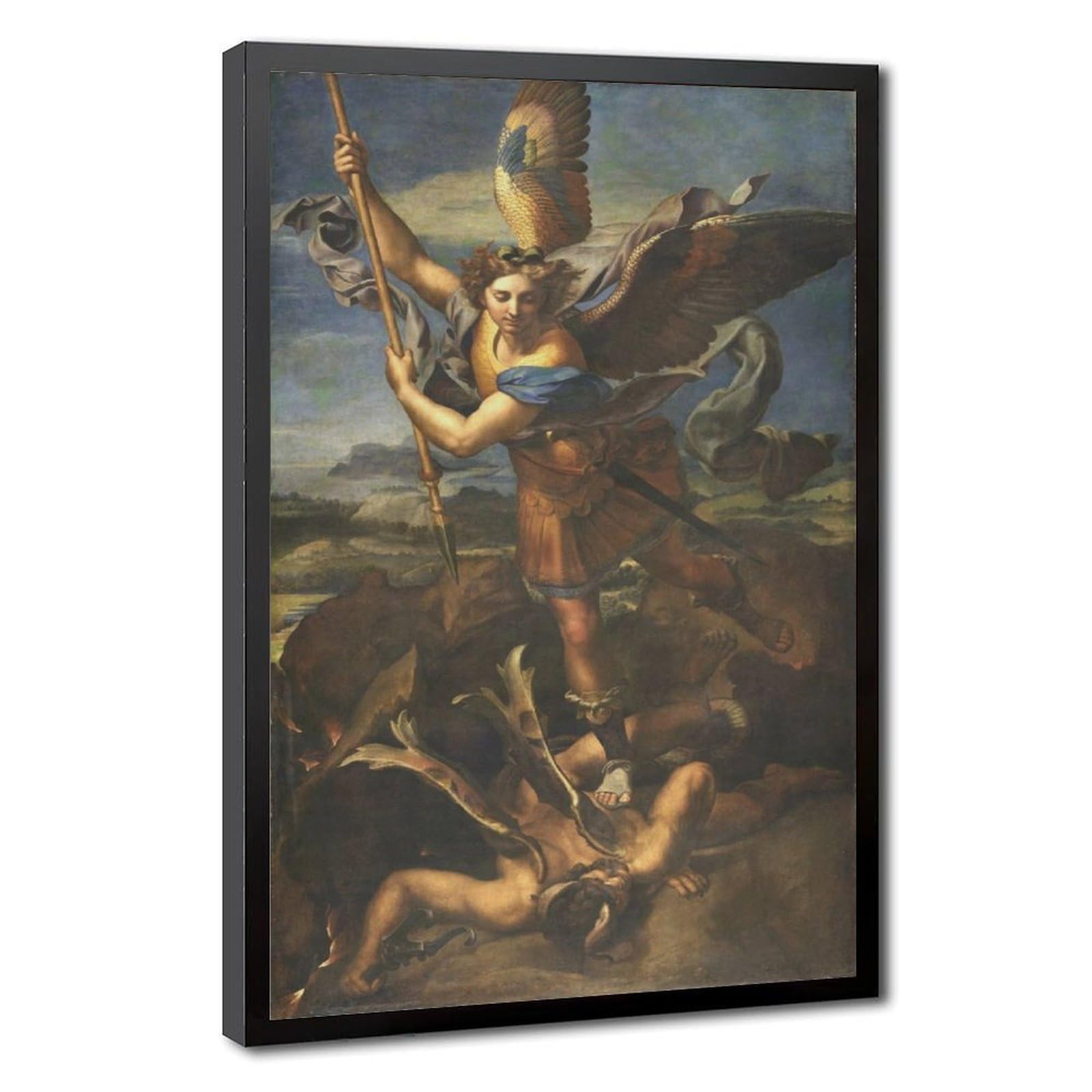 WCYB Saint Michael Vanquishing Satan 1518 by Raphael Posters Prints Canvas Deco Paintings Wall Art Hangable Frame 8" L X 12" W