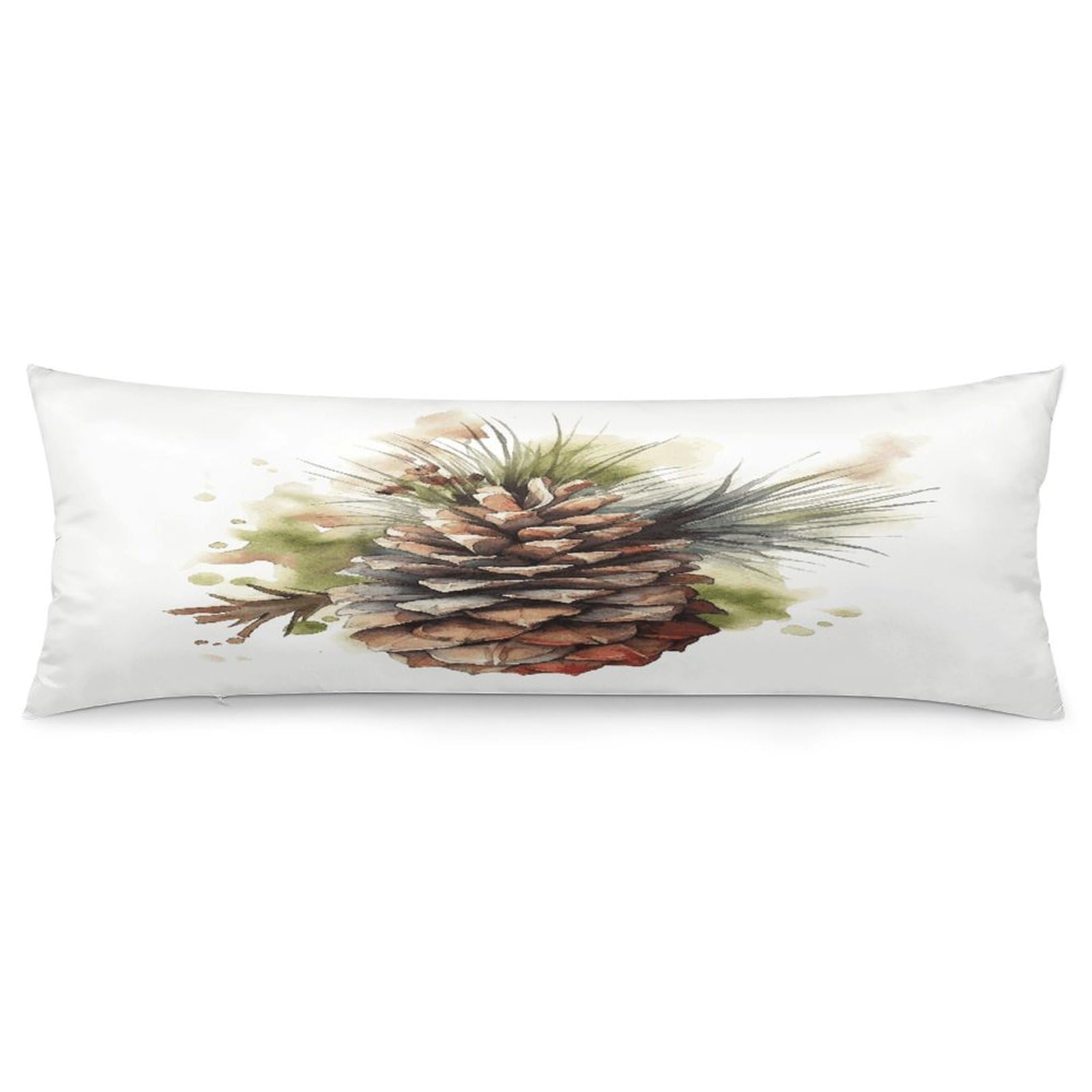 Watercolor Pine Cone Body Pillowcase Soft Breathable Full Long Pillow Cover 20x54 Inches Polyester Pillow Case with Hidden Zipper Closure for Bedroom Home Decorations