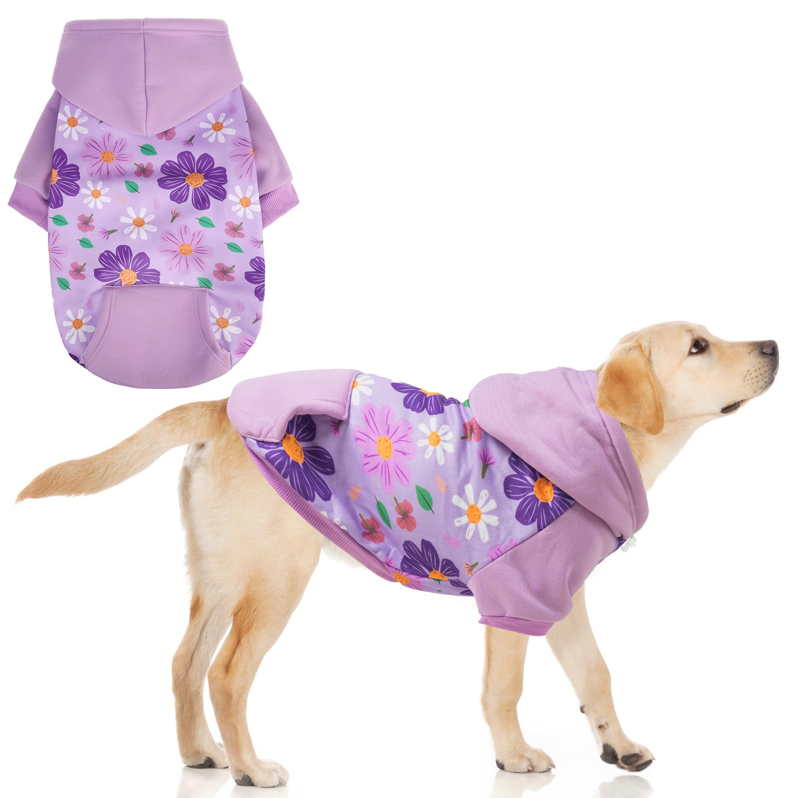 KOOLTAIL Dog Hoodies, Soft Dog Sweater, Spring Dogs Coats, Warm Fleece Pet Clothes Hooded Sweatshirt with Pocket for Small Medium Large Dogs Cats Boys