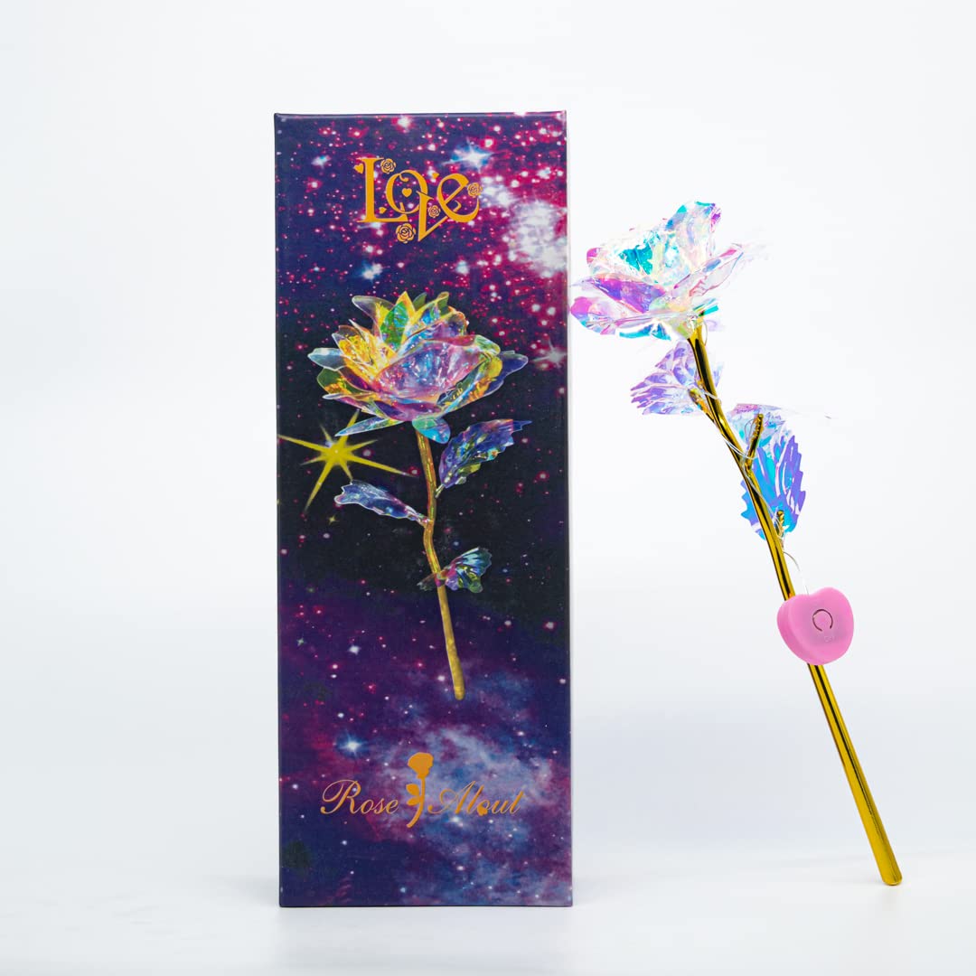 ROSE ALOUT | Galaxy Love Rose 24K with LED Light | Crystal Rose Flower Gift | Guardians of The Galaxy 24K | Immortal Rose 24K Carat Gold Plated.