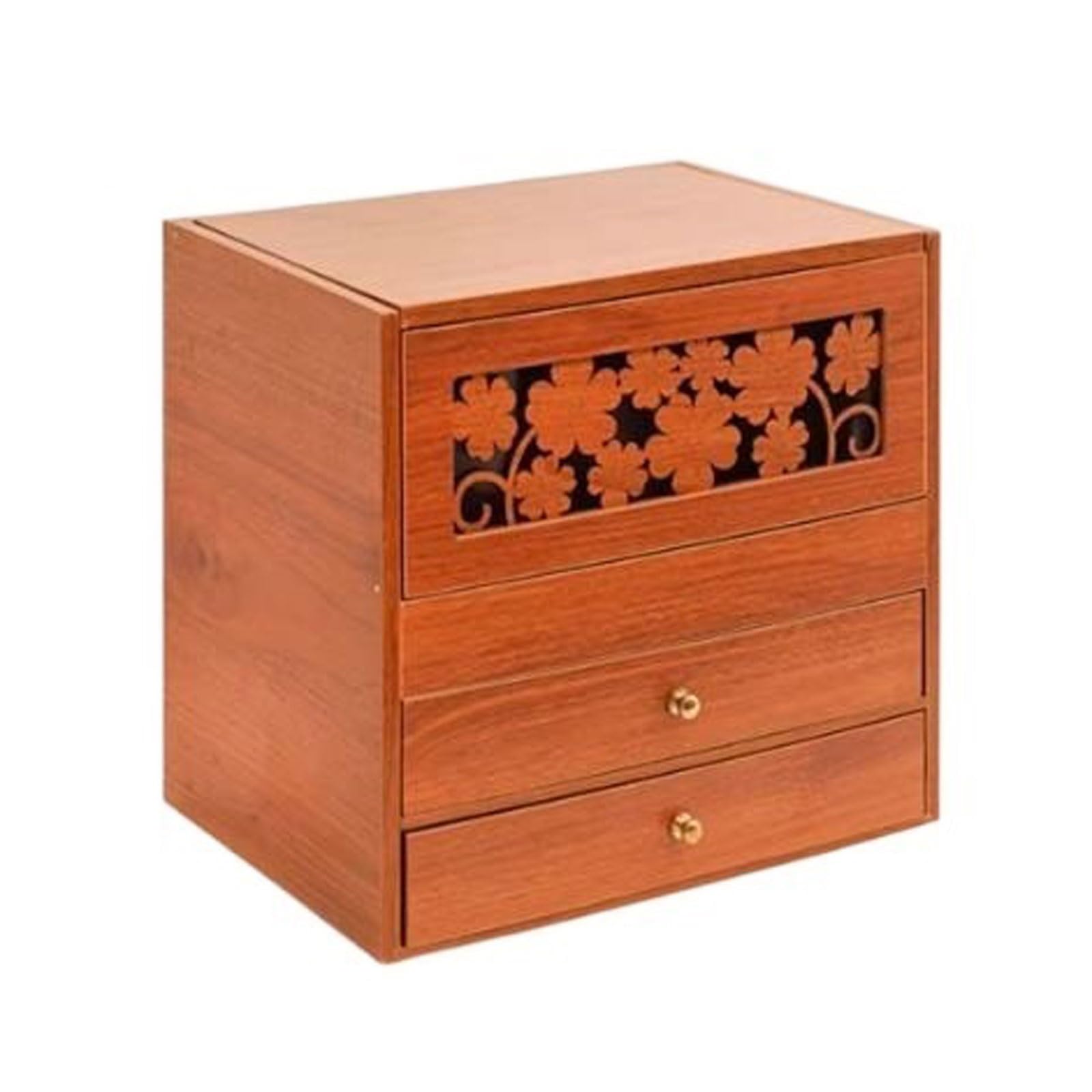 Almacenamiento de cosméticos Organizador de Maquillaje Madera con Espejo y 2 cajones