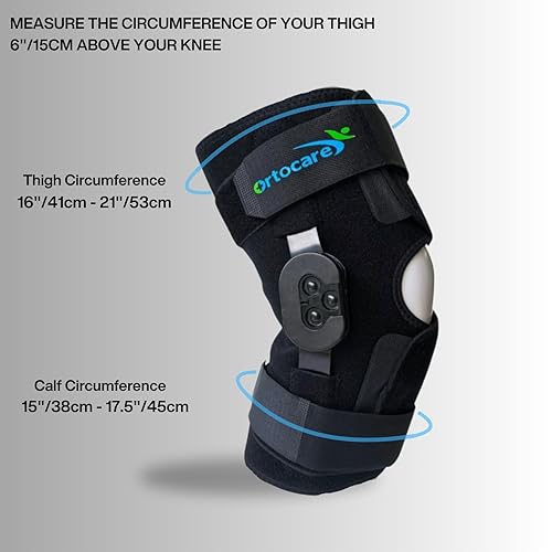 Miniatura 6 de Rodillera con bisagras para dolor de rodilla, inmovilizador de rodilla ajustable con estabilizadores laterales y de bloqueo para lesiones de