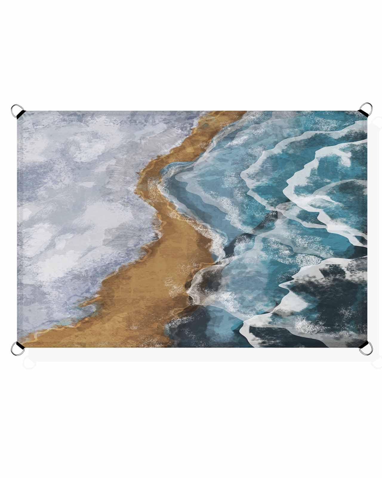 Boanket Sun Shade Sail 8' x 10', Beach Coastal Rectangular Waterproof Outdoor Sun Shades, Summer Nautical Boho Blue Brown Ombre Abstract Art Shade Cloth for Patio Deck Garden Lawns Beach Backyard