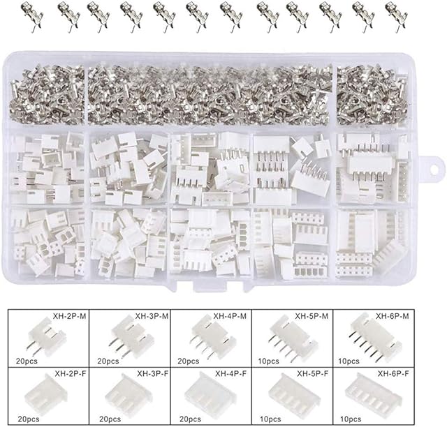 YIXISI 460 PCS 2.54mm JST-XH 2/3 / 4/5 / 6 Pin Housing Connector Adapter Plug (JST Connector Kit)