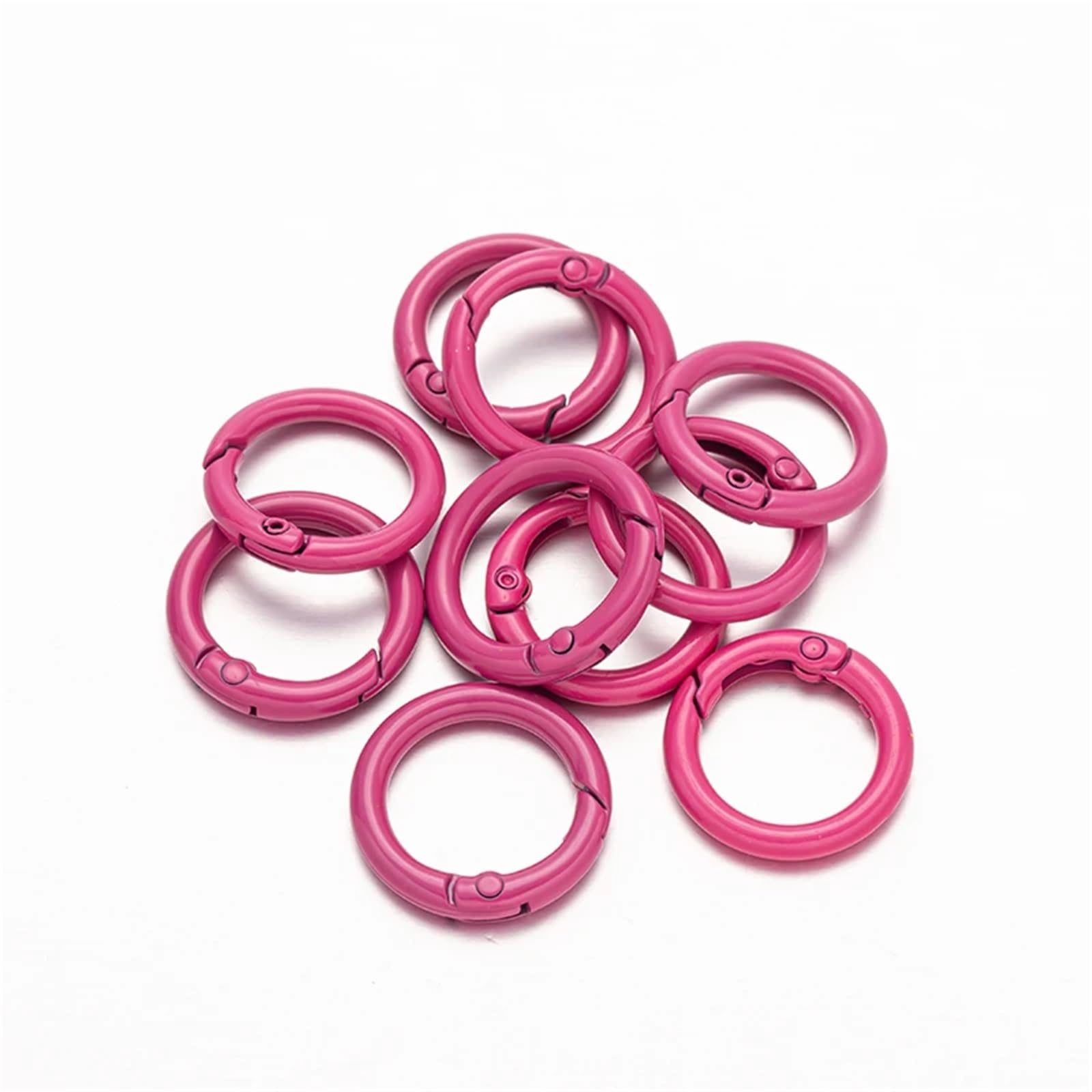 O-ring a molla in metallo 50 pezzi in Chiusure a Moschettone rotondo apribile Portachiavi Clip Gancio Fibbie Connettore(Rose Red)