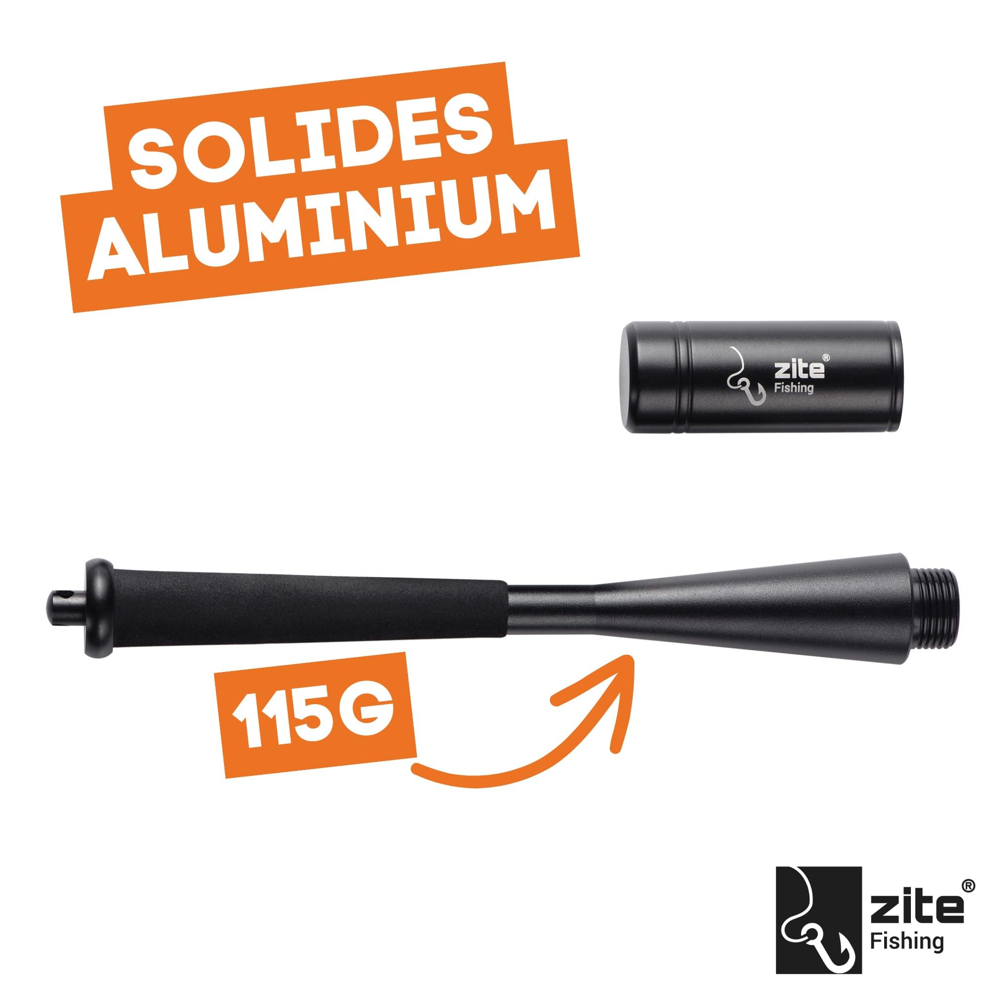 zite Fishing Robusto Uccisore di Pesci in Alluminio 25 cm - Manico Antiscivolo - Pratico con Moschettone Magnetico