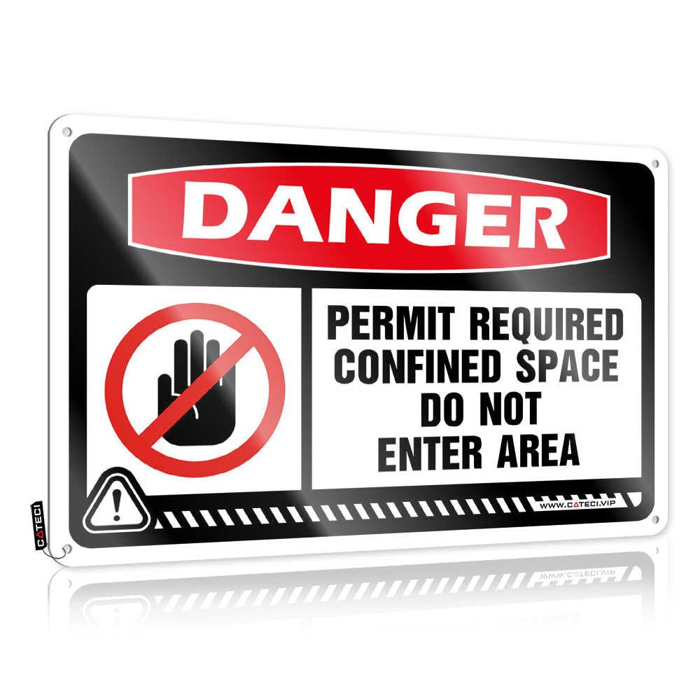 Fzfn Colour Danger Permit Required Confined Space Do Not Enter Area Funny Bar Decor Large - Decorations Waterproof Vintage Wall Art(30X40cm)