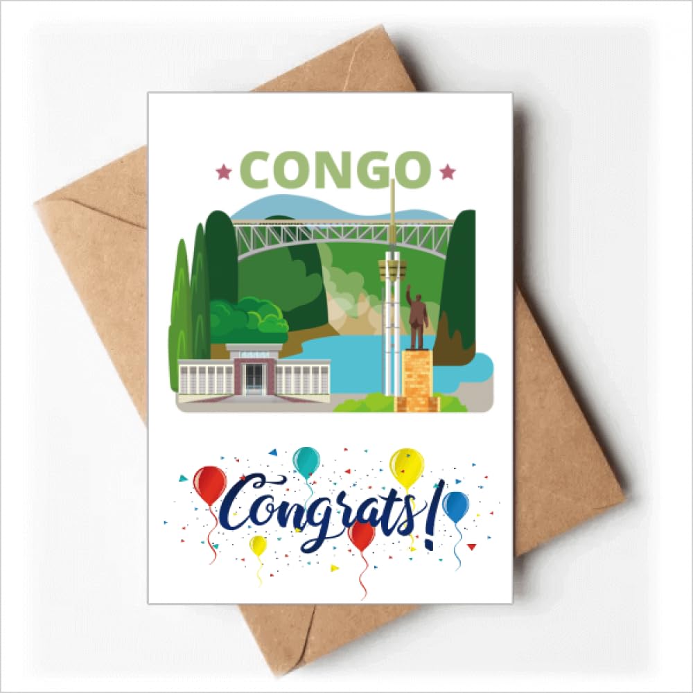 City Statue Building Congo Wedding Cards Congratulations Greeting Envelopes