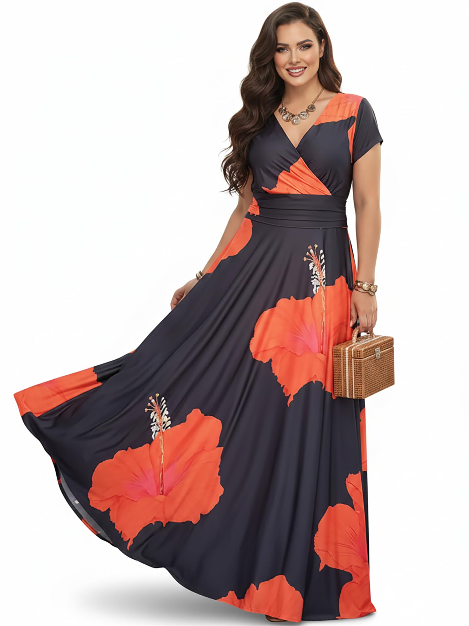 KOH KOH Womens Long Modest Floor Length Flowing Summer Print Maxi Dress