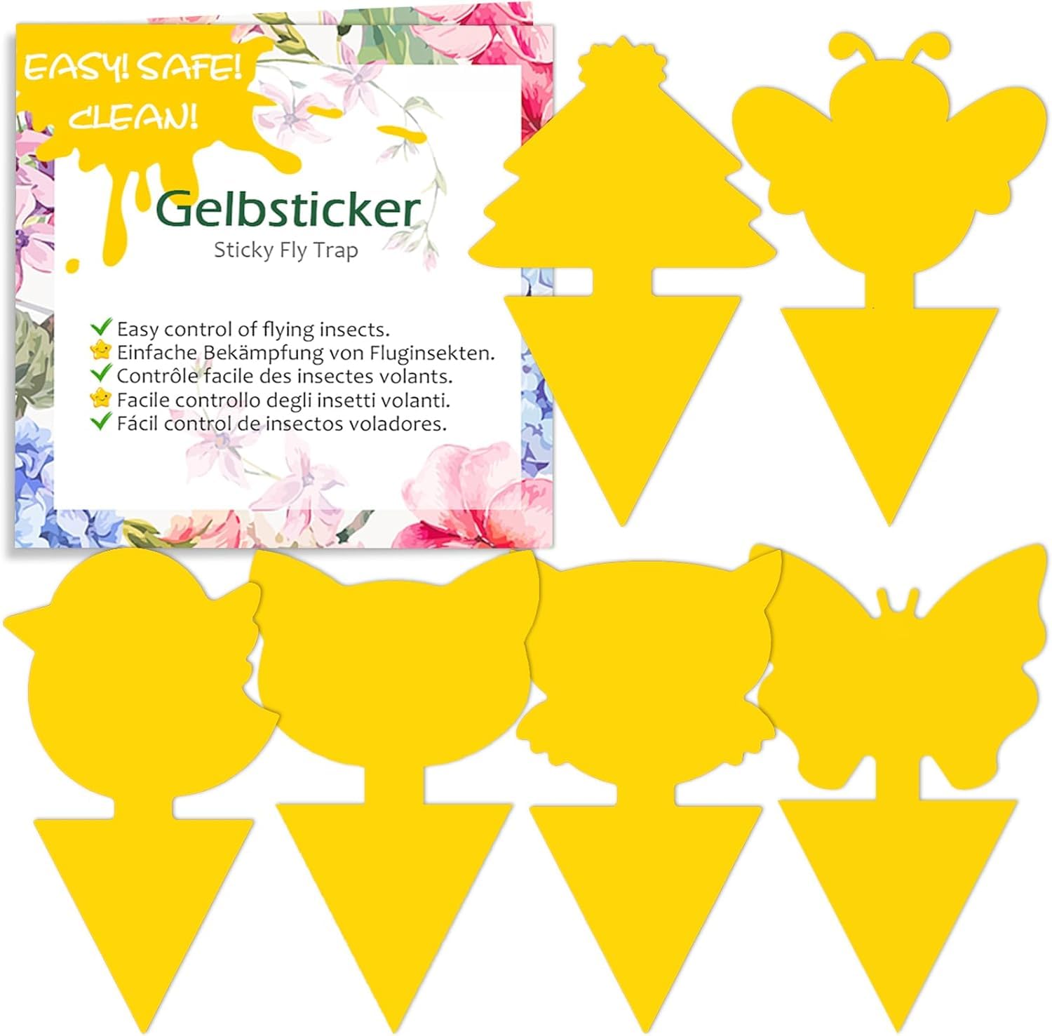 60 PCS Fruit Fly Traps, Double-sided Fungus Gnat Sticky Catcher For Multiple Insects, Plant Fly Control Indoor (60 PCS Yellow)