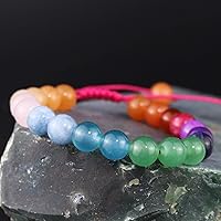 Vista 4 de DAZCOLO Pulsera de gemas hecha a mano con piedras preciosas de macramé ajustable de 0.315 in, cuentas redondas, cristales de cuarzo