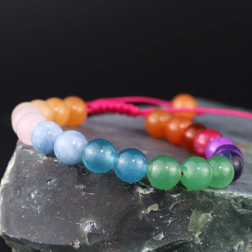 Miniatura 4 de DAZCOLO Pulsera de gemas hecha a mano con piedras preciosas de macramé ajustable de 0.315 in, cuentas redondas, cristales de cuarzo