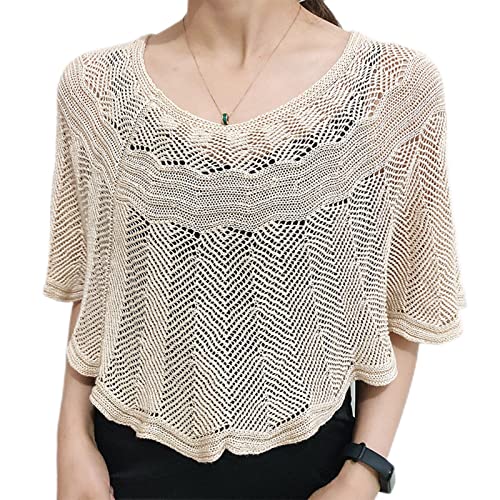 Knitted Sun-Proof Ice Silk Shawl, Women's Shawl Knit Open with 4pcs Pearl Clips (Grey) - Main Image