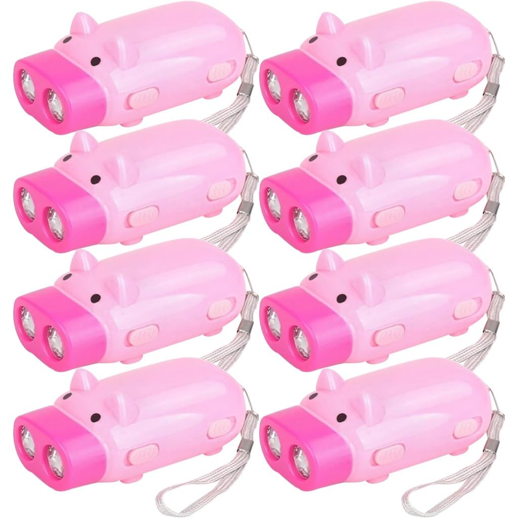 4/8/10 Pezzi Torcia Elettrica Alimentata A Mano, Torcia Elettrica A Manovella A Forma Di Maiale, Ideale Per Campeggio(Pink color,Set 2)