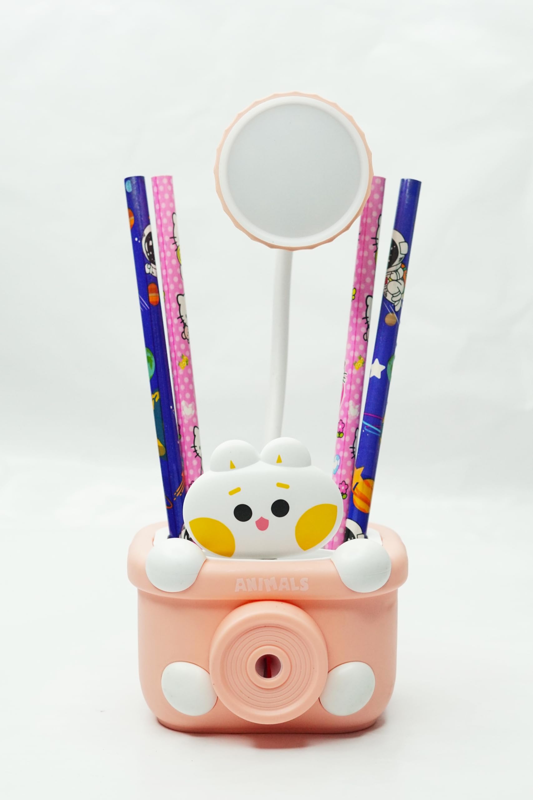 FUBIX Cute Animal Table Lamp - Rechargeable Desk Lamp with Pen Holder & Sharpener, Study Desk Light for Study Room/Home/Office (Multi Color and Animals)-image-22