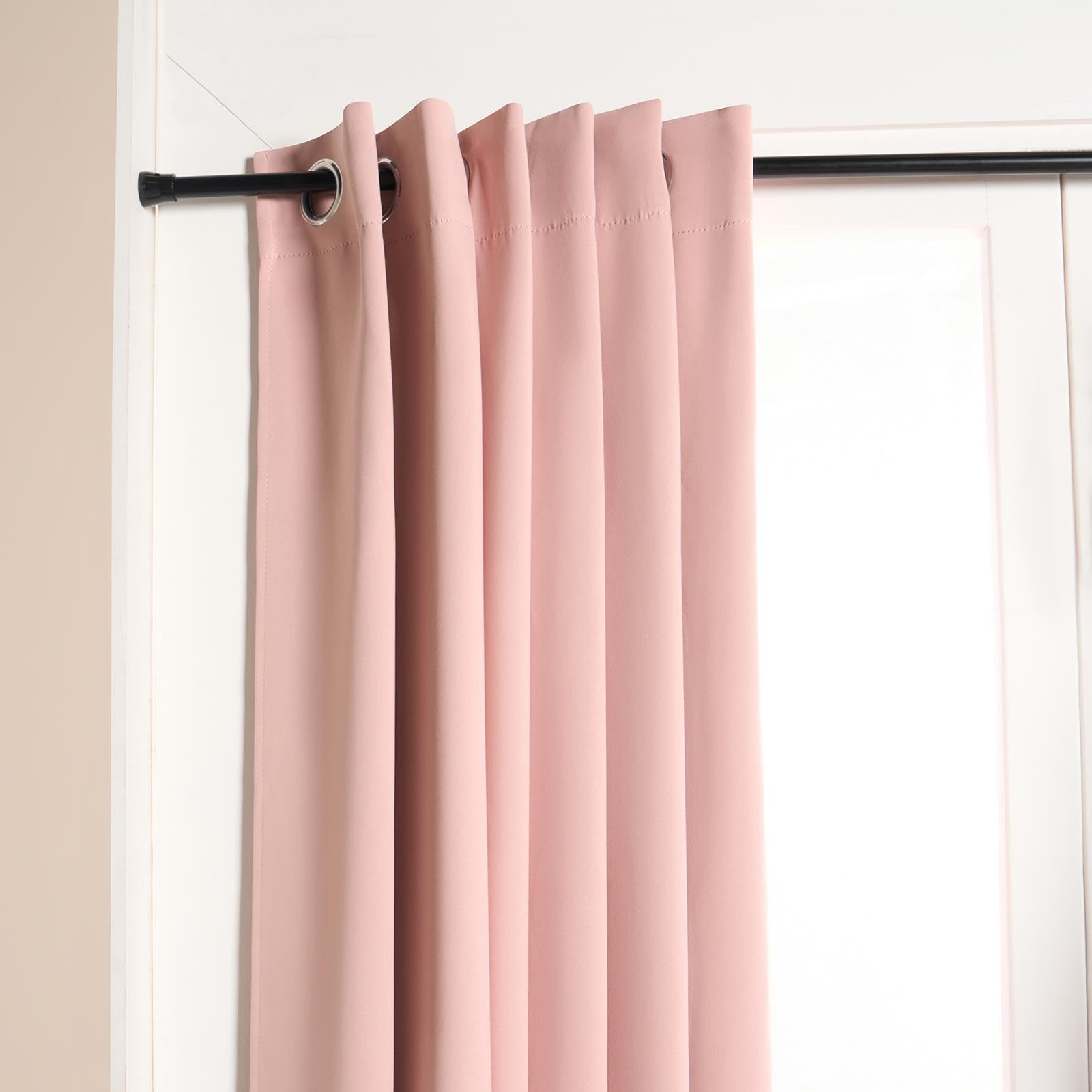 OHS Extendable Curtain Rod Tension Pole, 120-220cm Metal Curtain Poles No Drill Net Voile Curtains Rail Adjustable Telescopic Rods for Kitchen Cupboard Bathroom Window, Black
