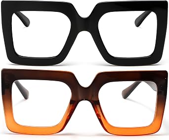 AIEYEZO Oversized Square Blue Light Glasses for Women Cute Big Frame Glasses Fashion Clear Multi-Color Computer Eyewear