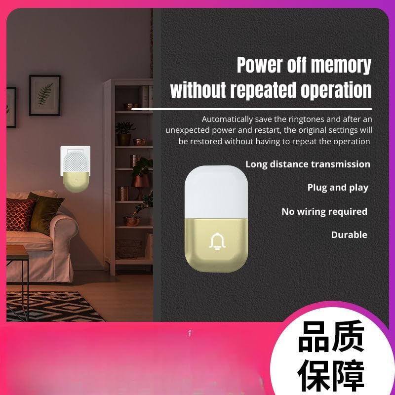 Image of Ash & Roh Digital Smart Wireless Door Bell Waterproof with Receivers 200m Range Colorful Lights Easy Plug & Play Installation Perfect for House, Villa, Office & Shops (White Two Bell One Receivers)