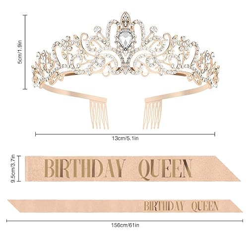 Miniatura 6 de Birthday Sash for Women, Birthday Crown, Birthday Tiara, Birthday Queen Sash and Tiara for Women, Birthday Headband for Girls, Princess Crown, Happy