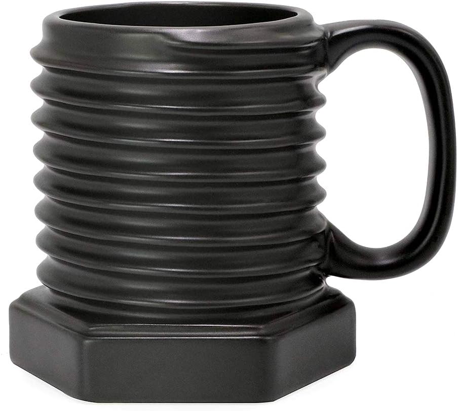 3D Ceramic Cool Mug Black Coffee Mugs Porcelain Attractive Day Gift Mug-Screw Cap Shape Durable Cup Gifts for Man Father Dad Grandfather Women Home Office 12 oz